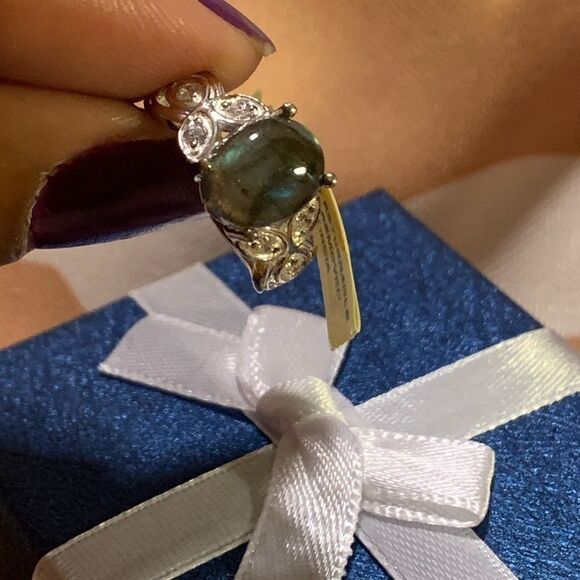 Labradorite Diamond Sterling Silver Gemstone Ring - Picture 7 of 15